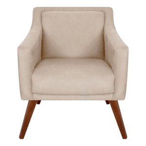 Poltrona Decorativa Adriele para Sala e Recepção Suede Bege - Majú Decor