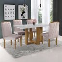 Ver imagem 1 de Conjunto Sala de Jantar Mesa Tampo 4 Cadeiras Lisboa