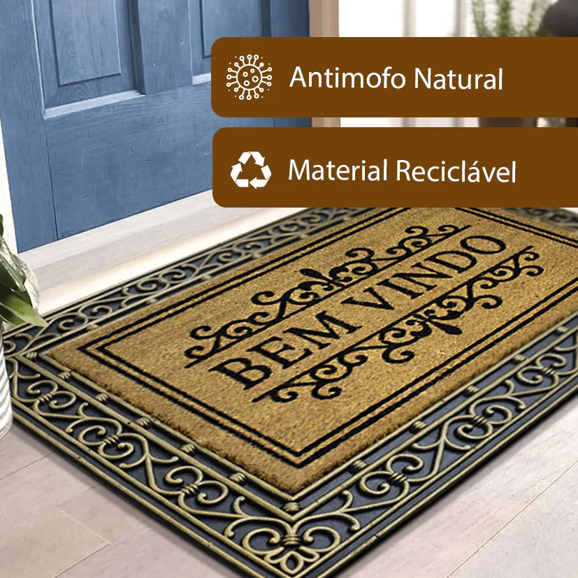 1 Tapete Porta Capacho Fibra Coco Antiderrapante 60x90 Impdr - 6