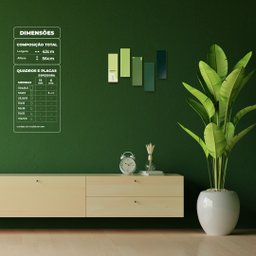 Paleta de Cores Verdes - Quadros ou Placas Modulares com 5 Peças - 2