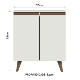 Balcão Armário de Cozinha 70 cm 2 Portas Branco Reims Madesa - 3