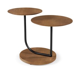 Mesa Lateral Embau em Aço Carbono Preto Tampo Madeira Âmbar - 1