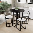 Ver imagem 1 de Conjunto Mesa Redonda Preta 4 Cadeiras Pequena Estofado Industrial Black
