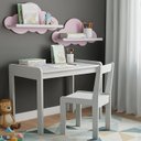 Ver imagem 1 de Conjunto Mesa e Cadeira Infantil com 2 Prateleiras Nuvem Branco/Rosa