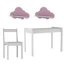 Ver imagem 2 de Conjunto Mesa e Cadeira Infantil com 2 Prateleiras Nuvem Branco/Rosa