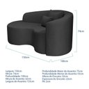 Ver imagem 3 de Recamier Curvo Orgânico 150cm 2 Lugares Lado Esquerdo para Sala de Estar Linho Londres
