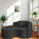 Ver imagem 1 de Recamier Curvo Orgânico 150cm 2 Lugares Lado Esquerdo para Sala de Estar Linho Londres