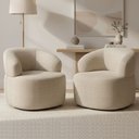 Ver imagem 2 de Kit 02 Poltronas Giratória Orgânica para Sala de Estar Living Helena L02 Linho Palha - Lyam Decor