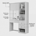 Ver imagem 4 de Penteadeira Camarim Multiuso com Led e Espelho com 2 Gavetas Lume - Branco