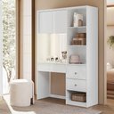 Ver imagem 1 de Penteadeira Camarim Multiuso com Led e Espelho com 2 Gavetas Lume - Branco