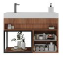 Ver imagem 2 de Balcão Avant 80 MDF 15mm 2 Gavetas Tampo e Nicho 80cm Cor Noce - Belizze Móveis