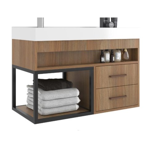 Balcão Avant 80 MDF 15mm 2 Gavetas Tampo e Nicho 80cm Cor Noce - Belizze Móveis