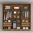 Ver imagem 5 de Guarda-Roupa Casal 6 Portas, 4 Gavetas, Pés e Espelho MDF Atlanta Cinamomo/Off White