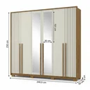 Ver imagem 3 de Guarda-Roupa Casal 6 Portas, 4 Gavetas, Pés e Espelho MDF Atlanta Cinamomo/Off White