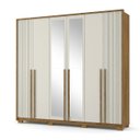 Ver imagem 2 de Guarda-Roupa Casal 6 Portas, 4 Gavetas, Pés e Espelho MDF Atlanta Cinamomo/Off White