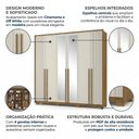 Ver imagem 4 de Guarda-Roupa Casal 6 Portas, 4 Gavetas, Pés e Espelho MDF Atlanta Cinamomo/Off White