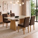 Ver imagem 1 de Conjunto Sala de Jantar 4 Lugares Retangular Tampo Vidro MDF 120x80cm Mesa Lyra e Cadeiras Carol