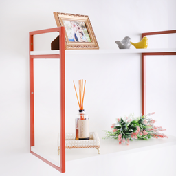 Prateleira 2 Níveis Estilo Industrial 50x60x30 Metal Rose Gold Mdf Branco - 3