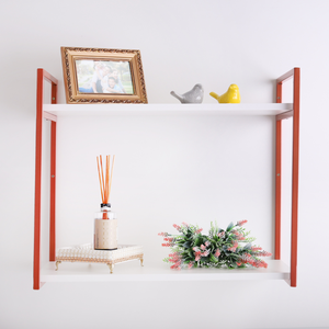 Prateleira 2 Níveis Estilo Industrial 50x60x30 Metal Rose Gold Mdf Branco