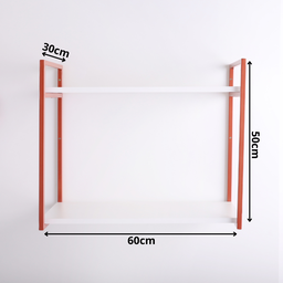 Prateleira 2 Níveis Estilo Industrial 50x60x30 Metal Rose Gold Mdf Branco - 6