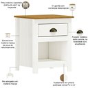 Ver imagem 3 de Mesa de Cabeceira 1 Gaveta Madeira Maciça Mazzaro F06 Branco Freijó - Lyam Decor