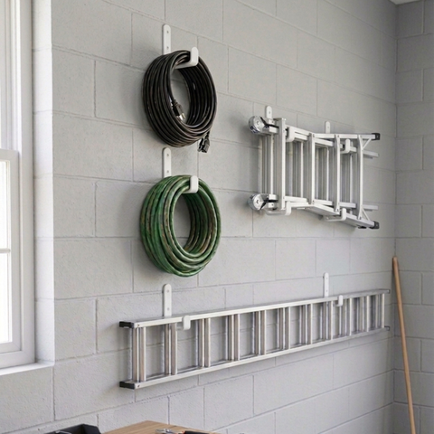 Kit 8 Suportes Tipo U Fixo de Parede Organização Mangueira Escada Estilo Gancho Multiuso Branco