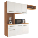 Ver imagem 1 de Armário de Cozinha Completa Suspenso com Balcão 6 Portas 1 Gaveta Belíssima Freijó/branco