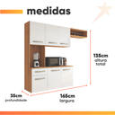 Ver imagem 3 de Armário de Cozinha Completa Suspenso com Balcão 6 Portas 1 Gaveta Belíssima Freijó/branco
