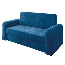 Sofá Cama Versátil 2 Lugares Veludo Selmer Azul - 1