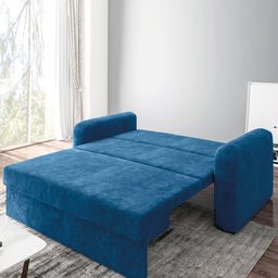 Sofá Cama Versátil 2 Lugares Veludo Selmer Azul - 5