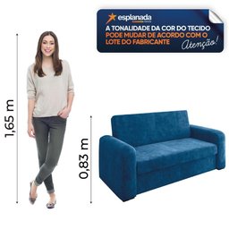 Sofá Cama Versátil 2 Lugares Veludo Selmer Azul - 2