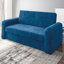 Sofá Cama Versátil 2 Lugares Veludo Selmer Azul - 6
