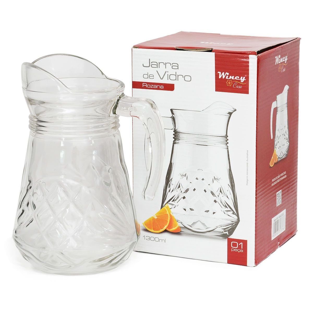 Ver imagem 2 de Jarra de Vidro Wincy Casa 1300 Ml Rozana Transparente