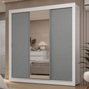 Ver imagem 1 de Guarda-roupa Casal 3 Portas de Correr com Espelho 2 Gavetas Branco/cinza Sublime Madesa