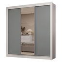 Ver imagem 3 de Guarda-roupa Casal 3 Portas de Correr com Espelho 2 Gavetas Branco/cinza Sublime Madesa