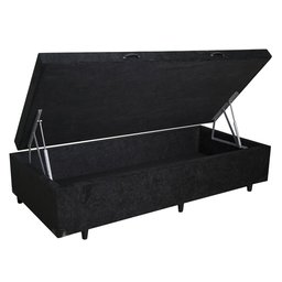 Cama Box Baú Solteiro Extremo Reforçado King Design Suede Preto 88x188x41 - 1