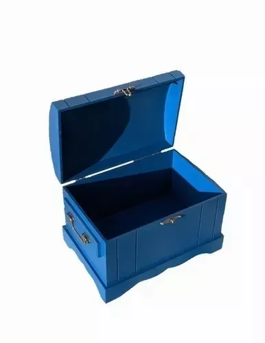Caixa Madeira Mdf + Cadeado Bau Grande  Frasqueira Azul Egípcio - 2