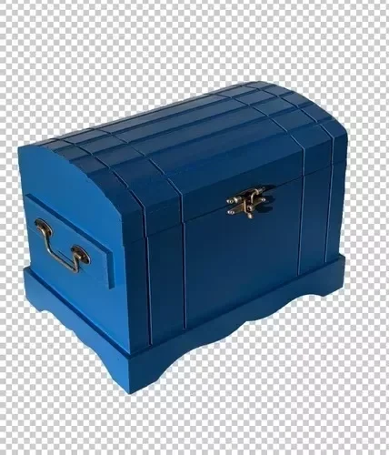 Caixa Madeira Mdf + Cadeado Bau Grande  Frasqueira Azul Egípcio - 3