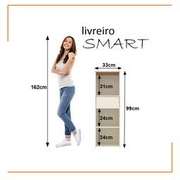 Estação de Trabalho 4 Lugares Office Smart 4 Mesas 2 Armários 1 Aparador - Off White e Cedro - 8