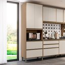 Ver imagem 2 de Paneleiro Duplo Torre Quente 2 Portas 2 Gavetas 70x58,5 cm Vitória Móveis Rimo Carvalho/Off White -