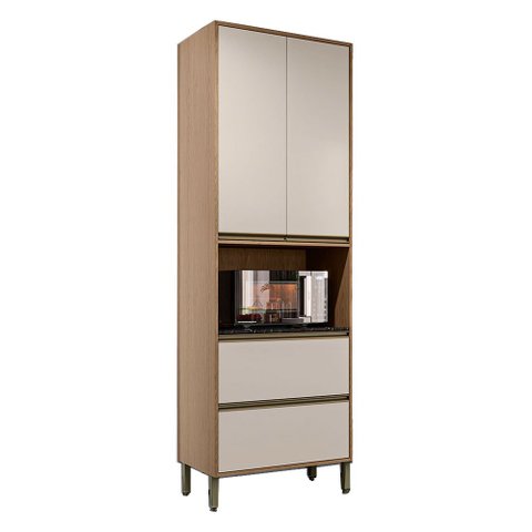 Paneleiro Duplo Torre Quente 2 Portas 2 Gavetas 70x58,5 cm Vitória Móveis Rimo Carvalho/Off White - 