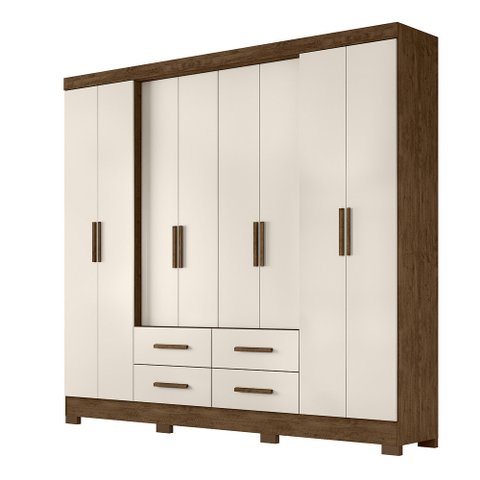 Guarda Roupa 8 Portas San Lorenzo Plus Castanho Wood Baunilha 941391 Moval