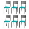 Kit de 6 Cadeiras 118 Linha Europa Preto/azul Turquesa - 1