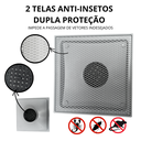 Ver imagem 2 de Ralo Pluvial 20x20 Alumínio Concova Coletor Cinza Saída Baixa para Tubo de 100mm e Dupla Tela contra