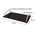 Ver imagem 2 de Bandeja Organizadora de Bancada Vidro Preto Alça Cobre 25x15 Aparador Bar Bebidas Casa Cozinha Hall
