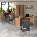 Ver imagem 1 de Kit 4 Peças com 2 Mesas para Escritório em L e 2 Armários