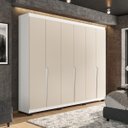 Ver imagem 1 de Roupeiro Casal Porto com 6 Portas 4 Gavetas 242x214cm Branco/Creme 240825
