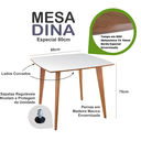 Ver imagem 2 de Mesa de Jantar Quadricurva 80x80cm 2 a 4 Lugares em Madeira - Dina - Branca