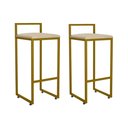 Ver imagem 1 de Kit 02 Banqueta Alta Industrial 0,83 cm Metal Dourada Suede Bege - Vallisa Decor