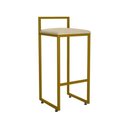 Ver imagem 2 de Kit 02 Banqueta Alta Industrial 0,83 cm Metal Dourada Suede Bege - Vallisa Decor